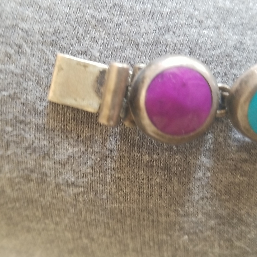 Exquisite Vintage Stone and 950 Silver Bracelet - Picture 6 of 7